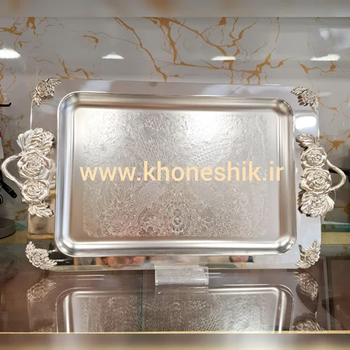 سینی استیل C&S دسته گل رز مستطیل کوچک ( کد کالا : 1237)