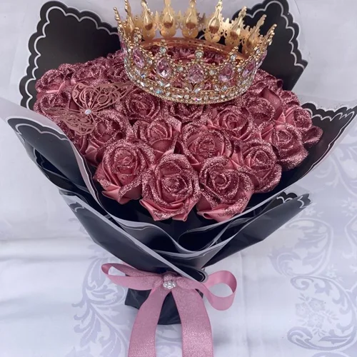 دسته گل روبانی مصنوعی 40 شاخه رز (کد کالا :03082619)