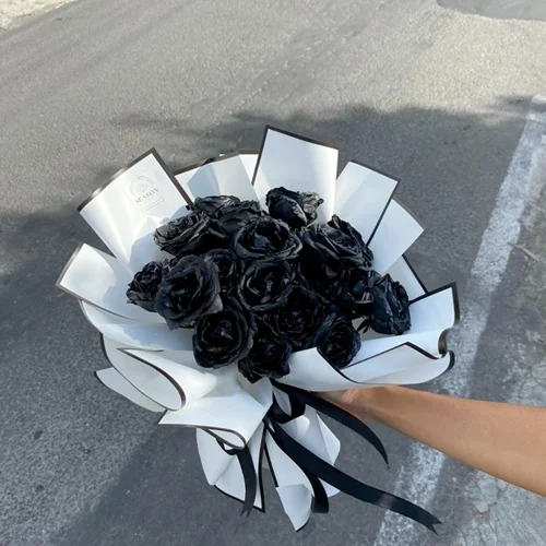دسته گل روبانی مصنوعی 18 شاخه رز (کد کالا : 03090124)