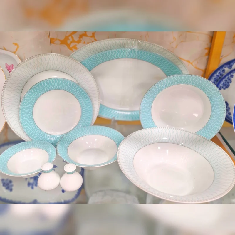 سرویس غذاخوری ۳۵ پارچه چینی زرین مدل ژانتی فیروزه ای - (کد کالا : 0403300۶)