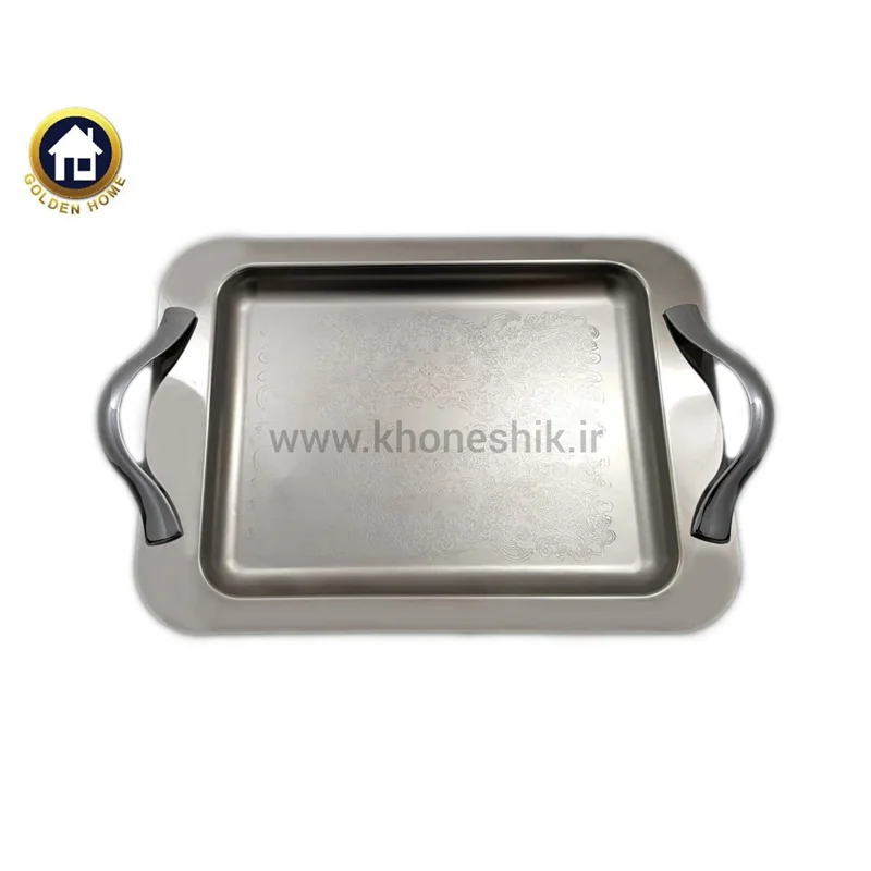 سینی استیل C&S دسته هلالی مستطیل کوچک ( کد کالا : 1227TF )