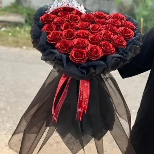 دسته گل روبانی مصنوعی 31 شاخه رز (کد کالا :03090106)