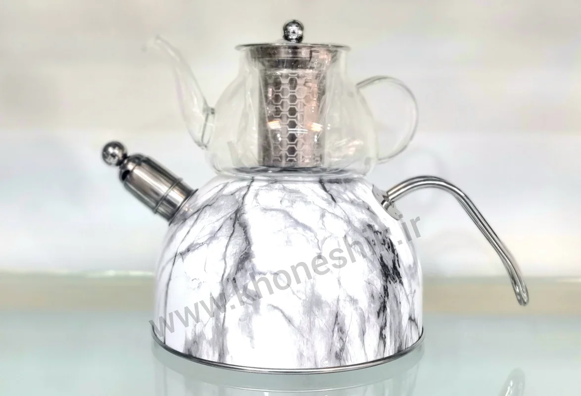 کتری قوری لعابی سوتی طرح سنگی ( کد کالا : 0110024 )