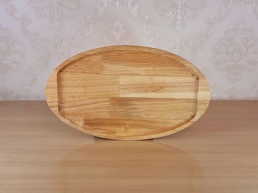 ظرف سرو چوبی بیضی دسته دار PGT